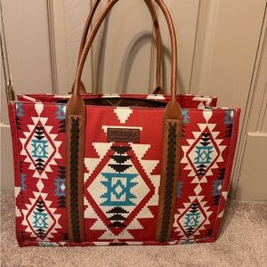Wrangler Pink and Brown Geometric Tote Bag